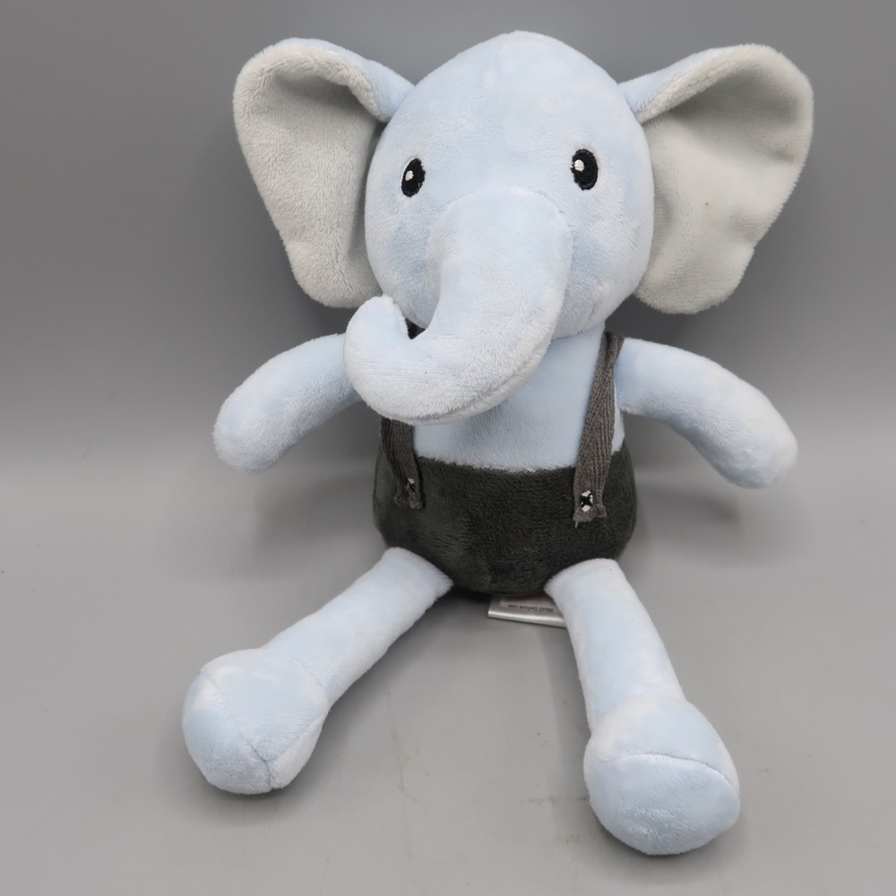 Hudson Baby HB Blue Elephant Plush in overall Stuffed Animal 9" Lovey